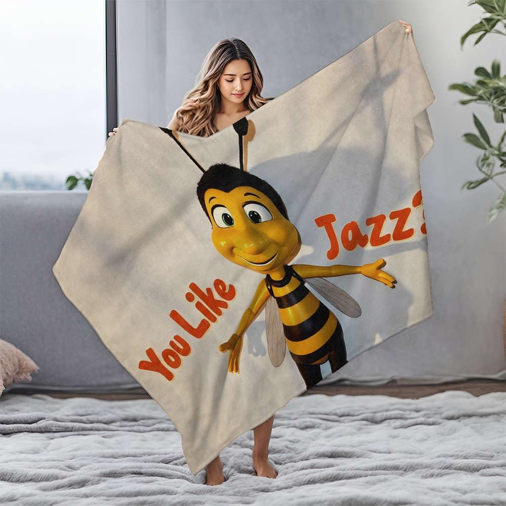 Personalized Baby Blanket Bee'S Jazz Question Flannel Blanket Personalized Baby Blanket Cute Throw Blanket(127x100cm)