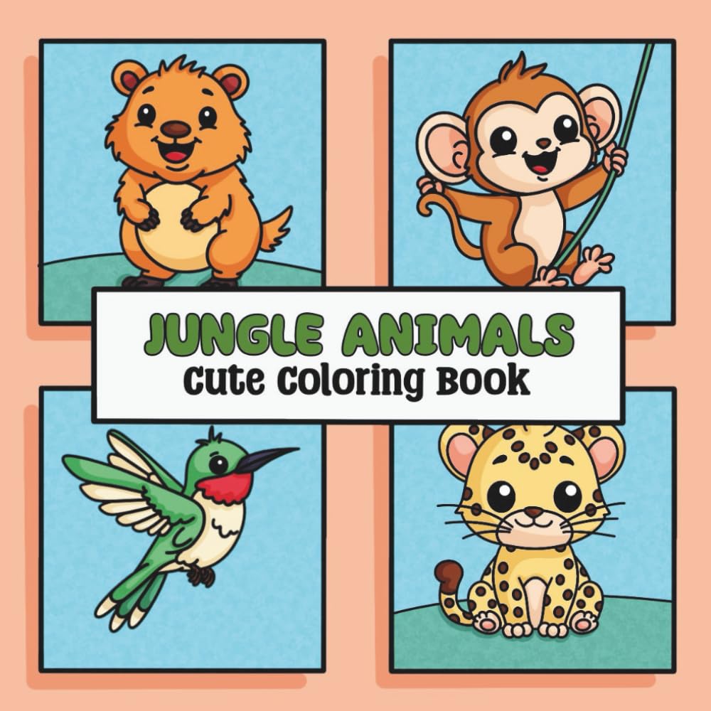 Jungle Animals: Cute Coloring Book