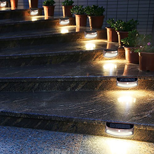 Solar Powered Step Lights (2-Pack) - Elegant Curved Modern Design With 4 Led. Energy Efficient Constant Lighting Mode Provides Soft, White Light. Great For Porches, Steps And Landscaping (Copper) #TOP5