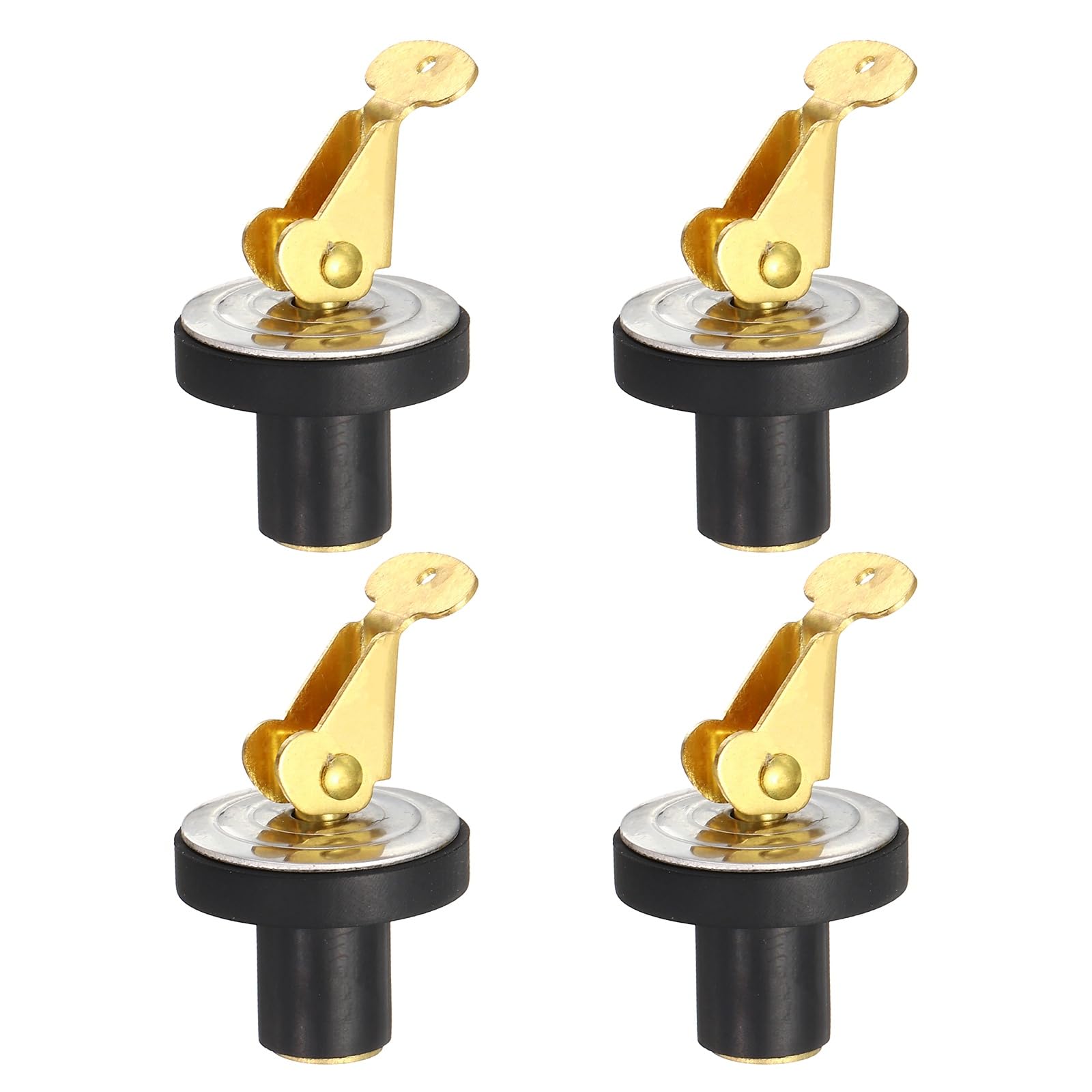PATIKIL 12.7mm Marine Boat Rubber Plug, 4Pcs Brass Snap Handle Drain Plugs Stainless Steel Deck Plug Strong and Sturdy for Boats Marine Yachts Kayaks Canoes Ship Drains Accessories