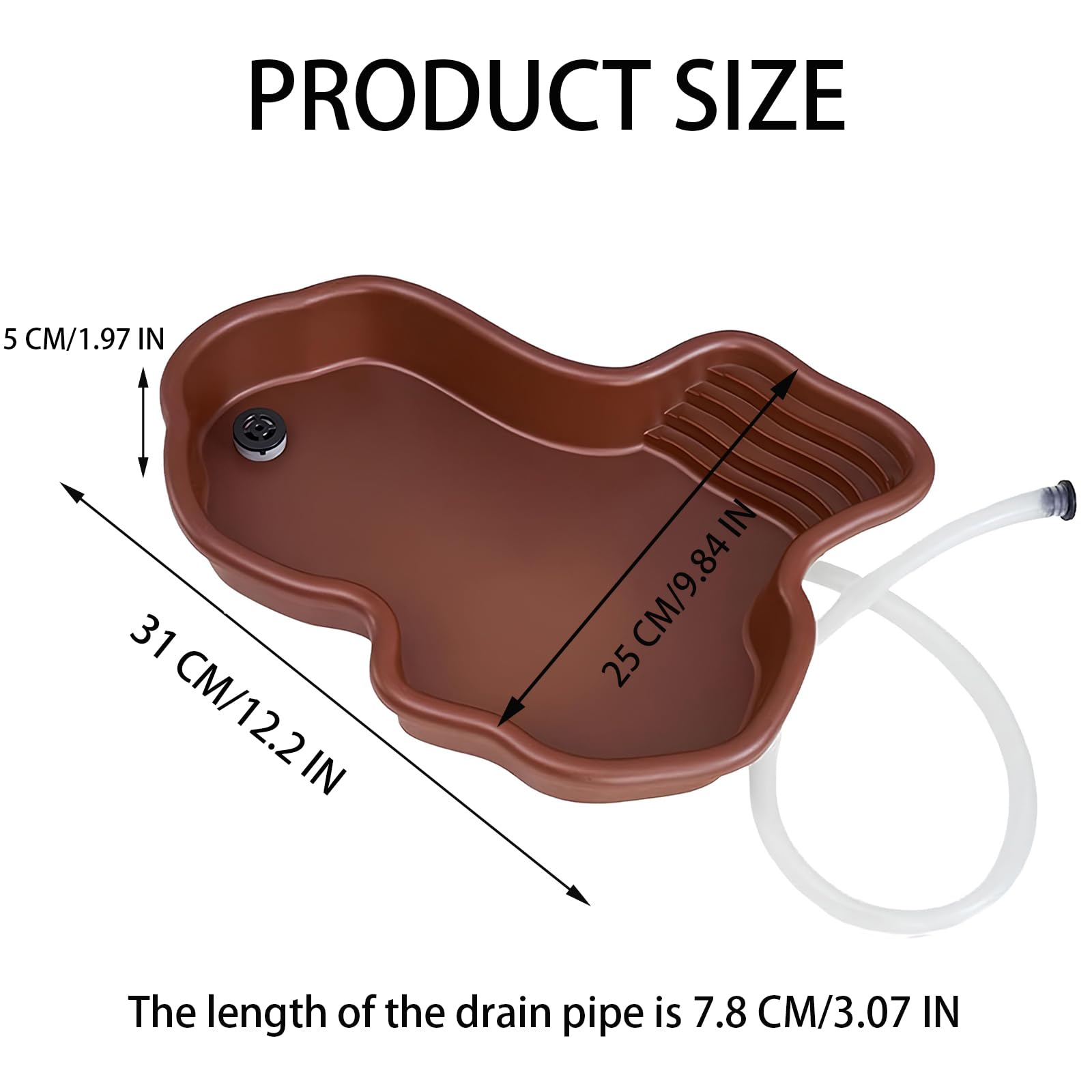Gran Cuenco de Baño de Tortugas, Cuenco de Reptiles con Drenaje, Gran Cuenco de Agua de Reptil, Piscina para Reptiles Adecuado para Tortugas, Ranas Cornudas y Otros Anfibios y Reptiles(B)