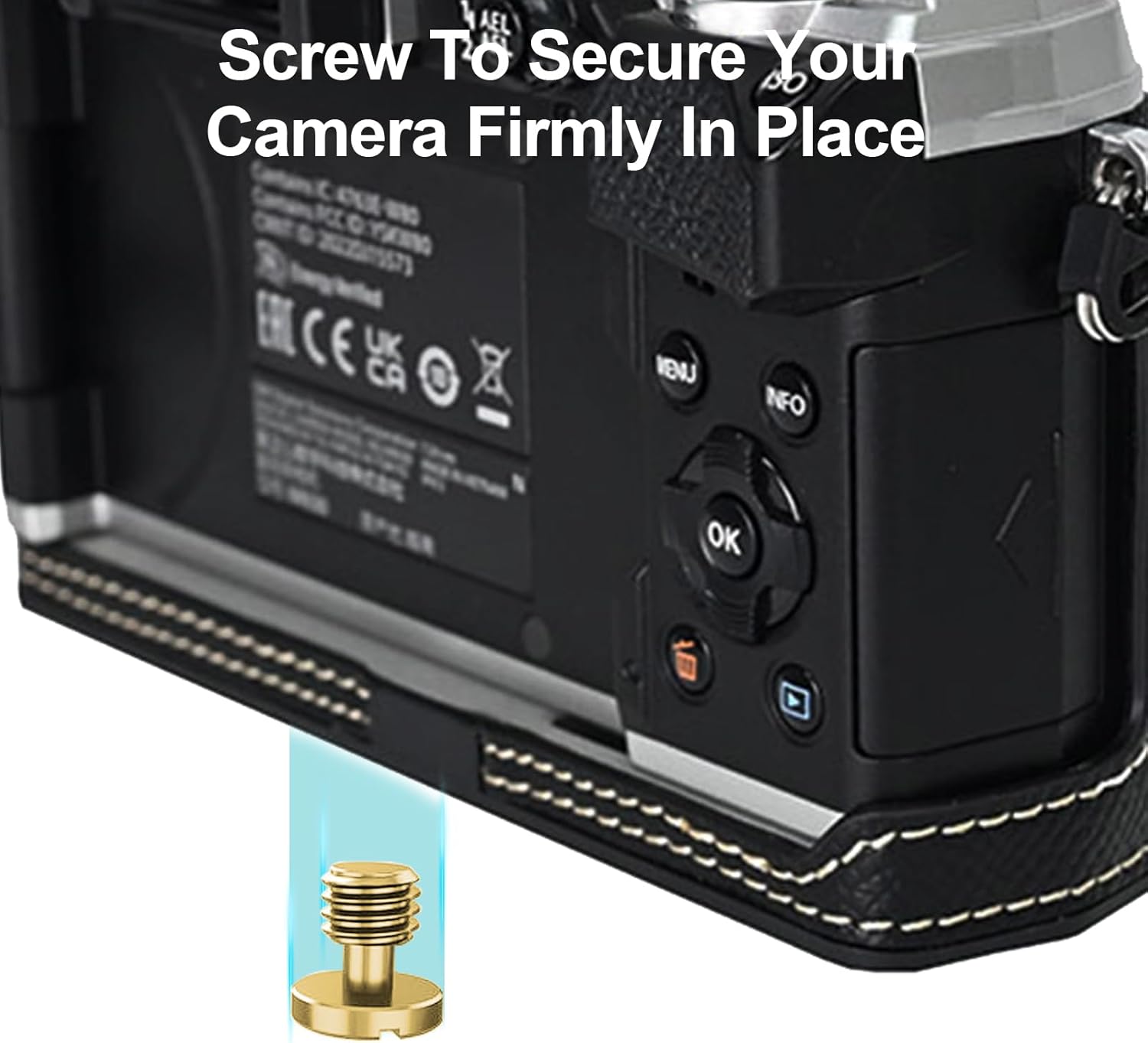 VOVMOEYA Protective Camera Case Kit for Olympus OM-5/OM-D E-M5 III Camera,OM System OM-5 Camera Cover E-M5 III Half Case With 16-50MM Front Lens Cap With Adjustable Shoulder Strap-BLACK