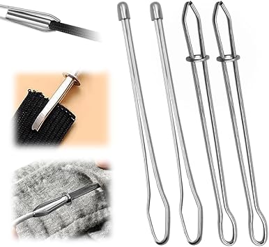 Runsgo DIY Rope Threader Clip,Sewing Clips Drawstring Threader Tool Set,for Drawstring Replacement for Hoodies, Shorts, Pants A*2+B*2
