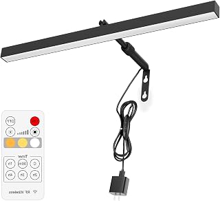 Black LED Picture Lights for Paintings Plug in,15.75 Inch Adjustable Art Light Plug in for Display Art Work, 3 Color Lighting, Plug in Picture Light with Remote for Frame Dartboard,Black