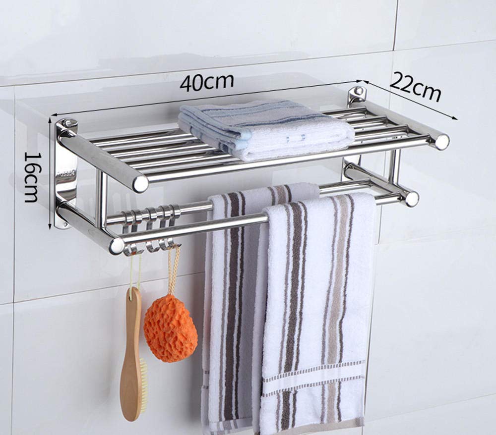 Toallero, Estante de almacenamiento para baño, barra de toalla múltiple, toallero de pared con ganchos, toallero de acero inoxidable, para baño, cocina de hotel-Los 40cm