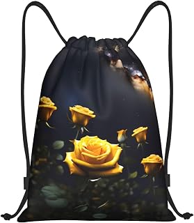 Beautiful yellow roses Foldable drawstring backpack, lightweight storage bag - large-capacity fitness travel bag