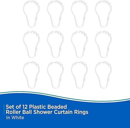 Miniatura 5 de Kenney KN67140 - Anillos de cortina de ducha con cuentas de plástico deslizantes inoxidables para cortina de ducha y barra de cortina de ducha