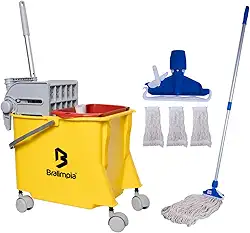 Conjunto Balde Doblo 20flex Mais 3 Esfregão C/Cabo 1,40cm