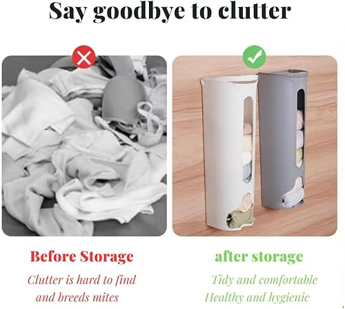 Miniatura 6 de DTGPRO Caja de almacenamiento montada en la pared para calcetines y bragas, organizador multifuncional sin perforaciones, más 6 ganchos de parche