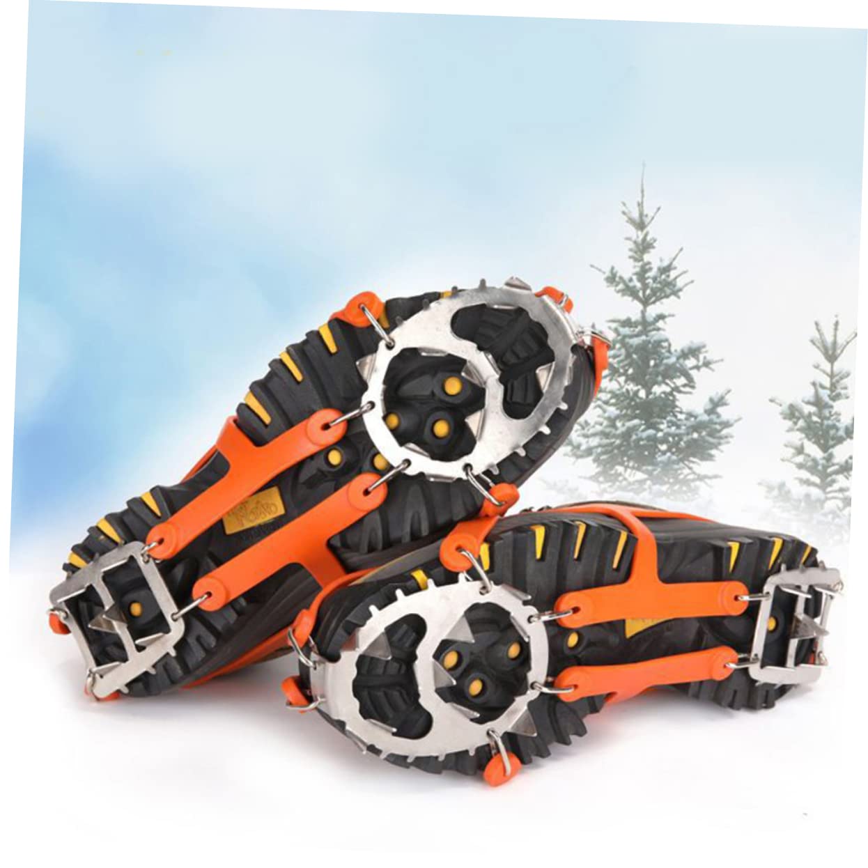 COSMEVIVI 1 Pair 18 Tooth Ice Cleat Spikes for Snow Climbing Shoes Grippers Heavy Duty Crampons for Hiking Safe Walk on Driveway