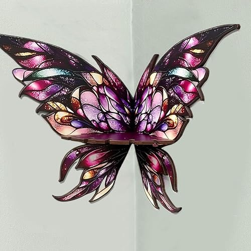 Butterfly Floating Shelf, Wooden Butterfly Shelve Moth Crystal Display Shelf, Butterfly Wall Corner Shelf for Wall Decor