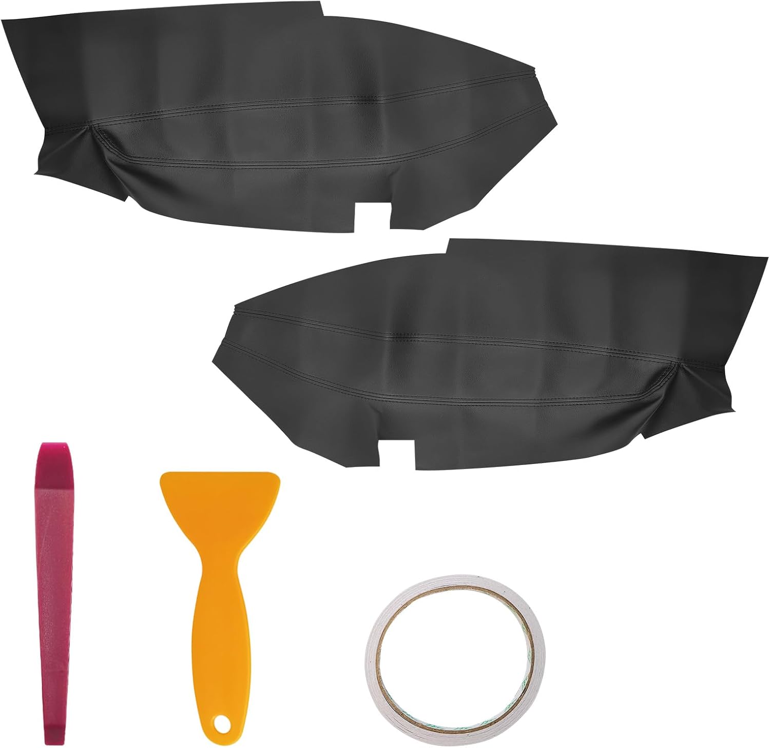 2PCS Front Door Panel Cover Compatible with Ford Explorer 2011-2015 Left and Right Vinyl Leather Insert Cards Protector Trim Black (Only Leather Part)