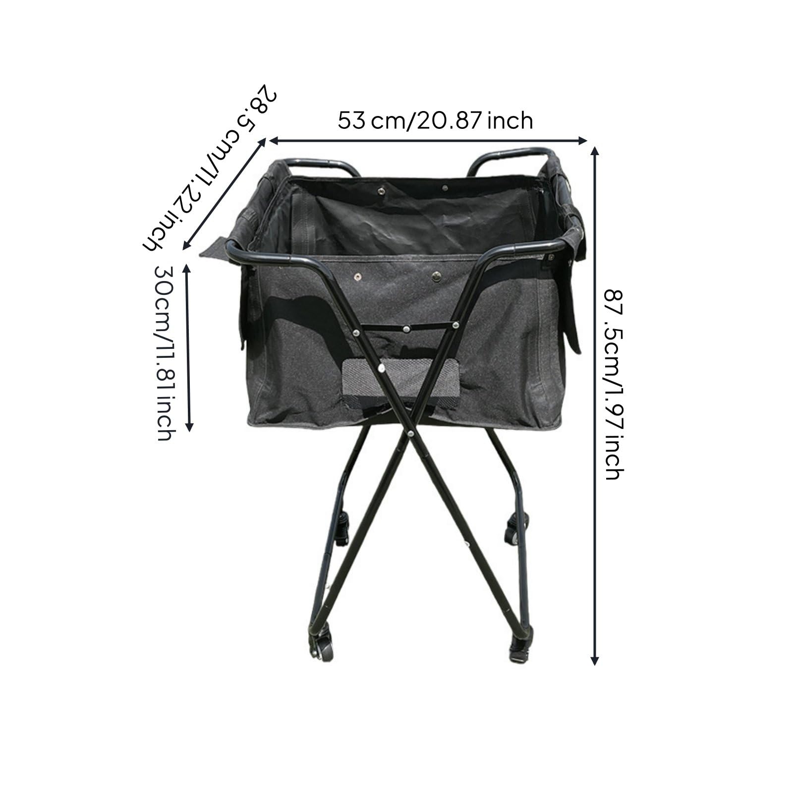 Carrello Raccogli Palline da Pickleball Grande Capacità Carrello Palline Tennis Pieghevole Struttura Robusta Cestino Raccoglipalle Tennis