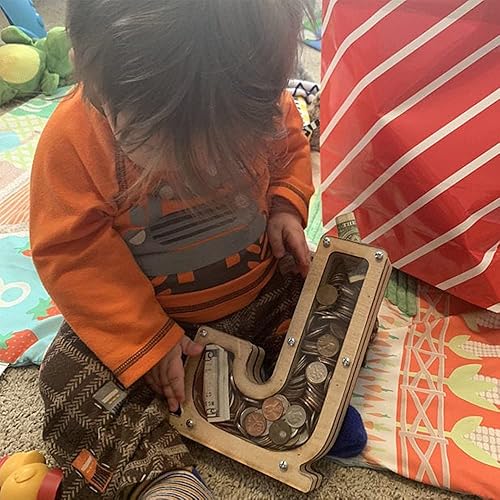 Miniatura 7 de Alcancía personalizada con texto multicolor grabado, caja de dinero personalizada de madera con inicial para niños y niñas, regalo de Navidad,