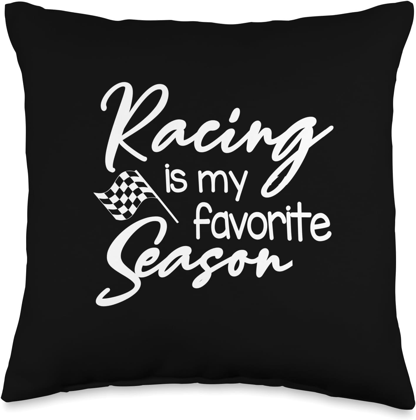 Checkered Racing Flag Race Saying and Quote Throw Pillow
