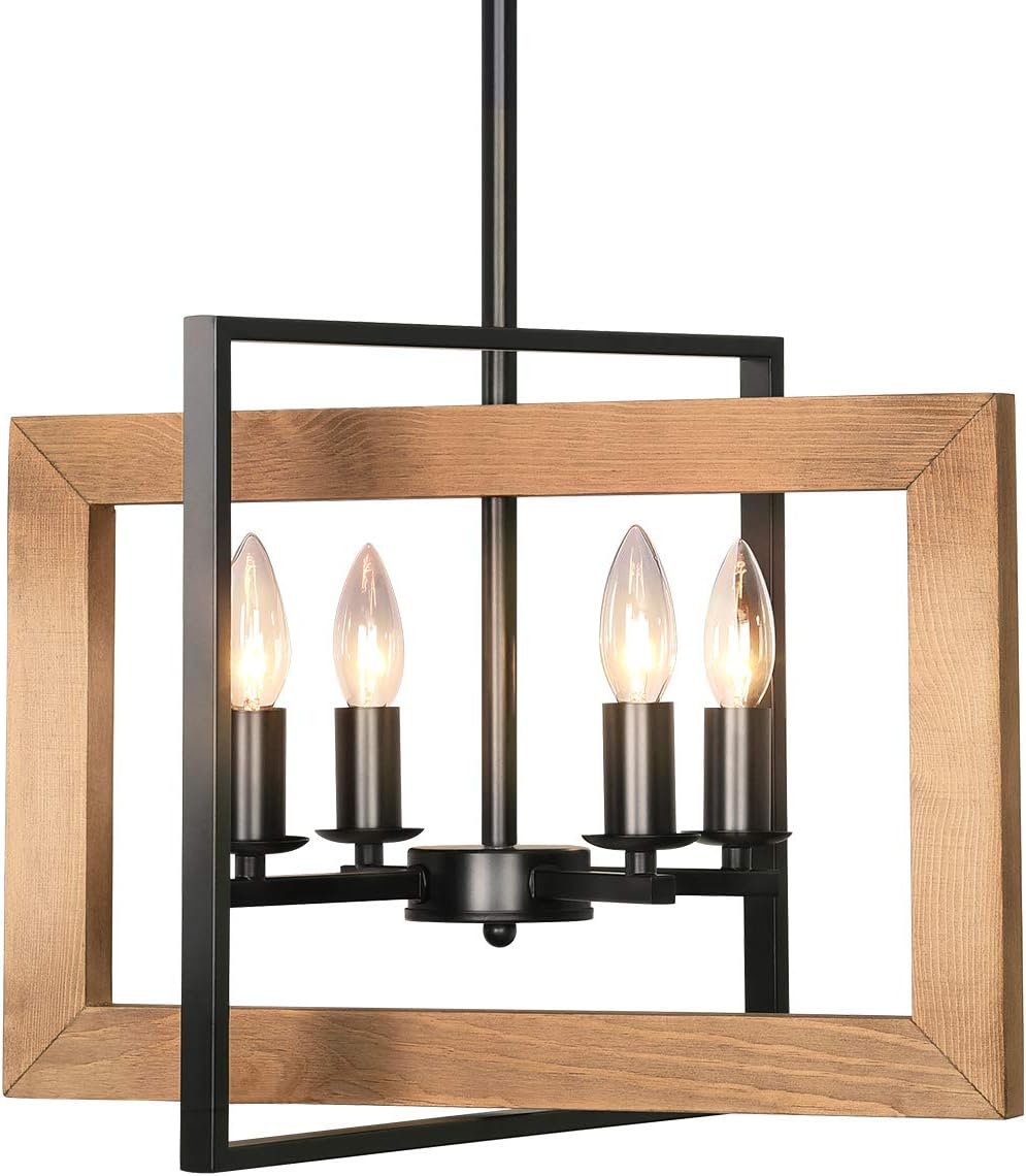 Bеѕt Rеvіеw Merbotin Rustic 4-Light Dining Room Hanging Light, Farmhouse Metal Ceiling Pendent Light for Kitchen Island, Dining Table, Living Room