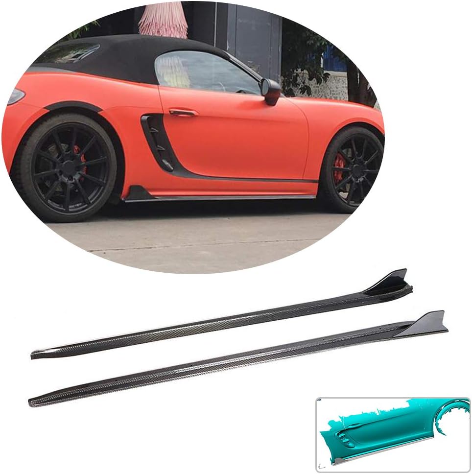 Side Skirts fits Porsche 718 Boxster Convertible Cayman 2016 2017 2018 Add-on Carbon Fiber CF Under Door Rocker Panels Valance Extension Lip