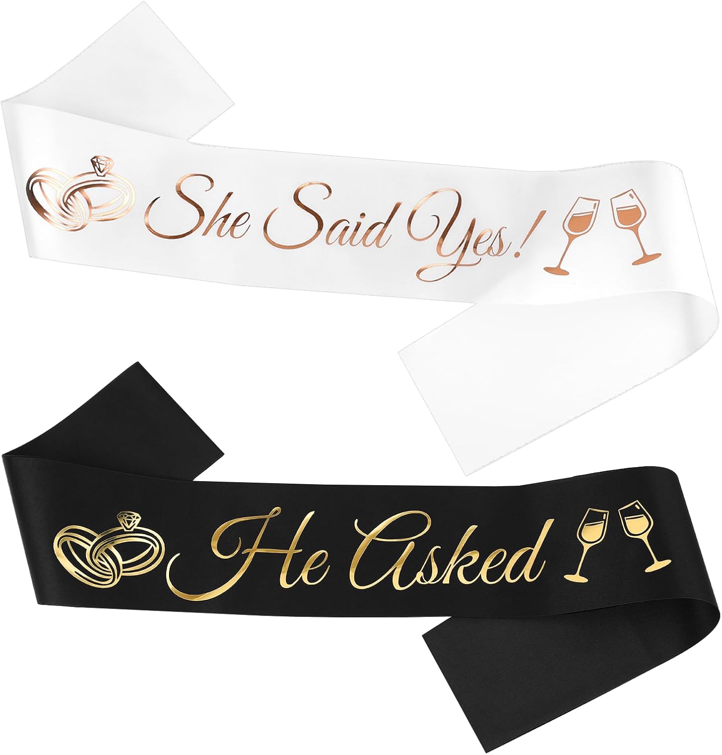 2 Pcs He Asked & She Said Yes In Black and White, Engagement Party Decor, Bridal Shower Decorations and She Said Yes Decorations for Proposal Bachelorette Wedding Party Bridal Shower Funny Gifts