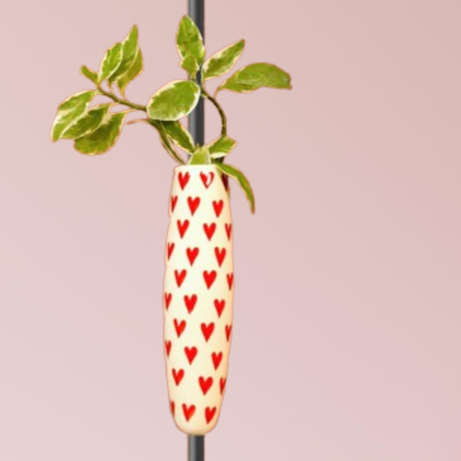 Lazy Gardener Magnetic Fridge Planter | Decorative Indoor Planter Pot for Flowers & Money Plants | Strong Magnet Ceramic Planter (Red & White)