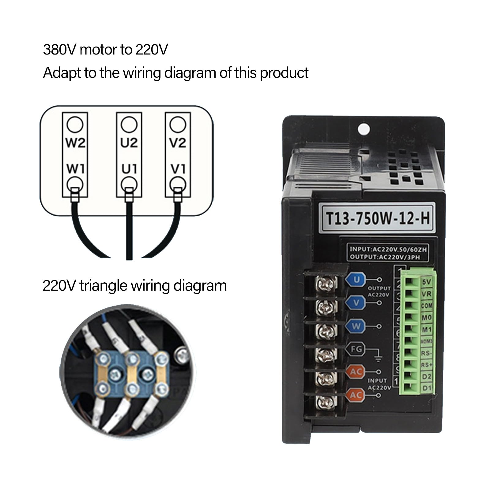 Controlador programable de velocidad del motor 750 W AC220 para velocidad en aplicaciones industriales, controlador trifásico