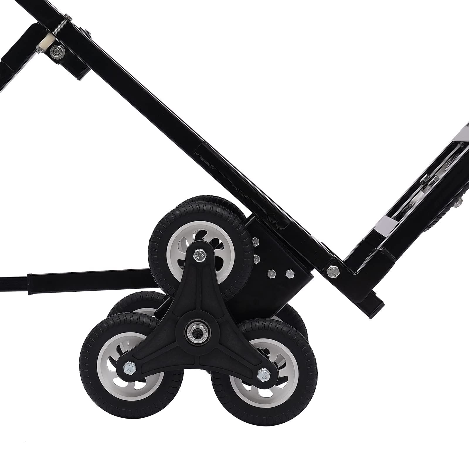 Carrello pieghevole per scale e carrello per scale con portata di 150 kg, 8 + 2 ruote, altezza regolabile 73 – 114 cm, per il trasporto su scale, magazzino, giardino