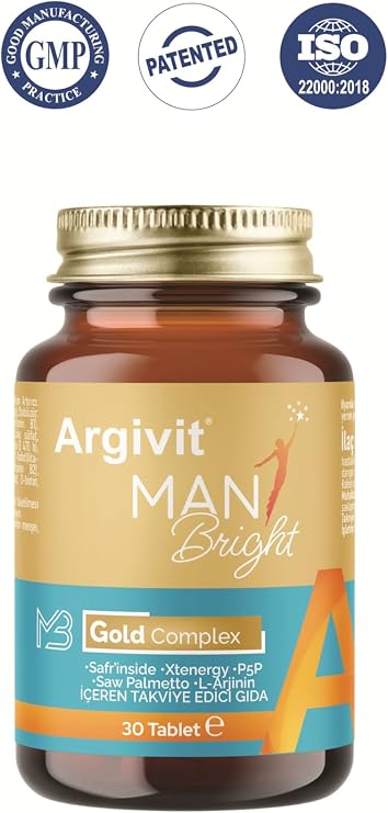 Argivit Man Bright Tablet Cüce Palmiye Saw Palmetto, Safran, Isırgan ve L Arjinin 30 Tablet