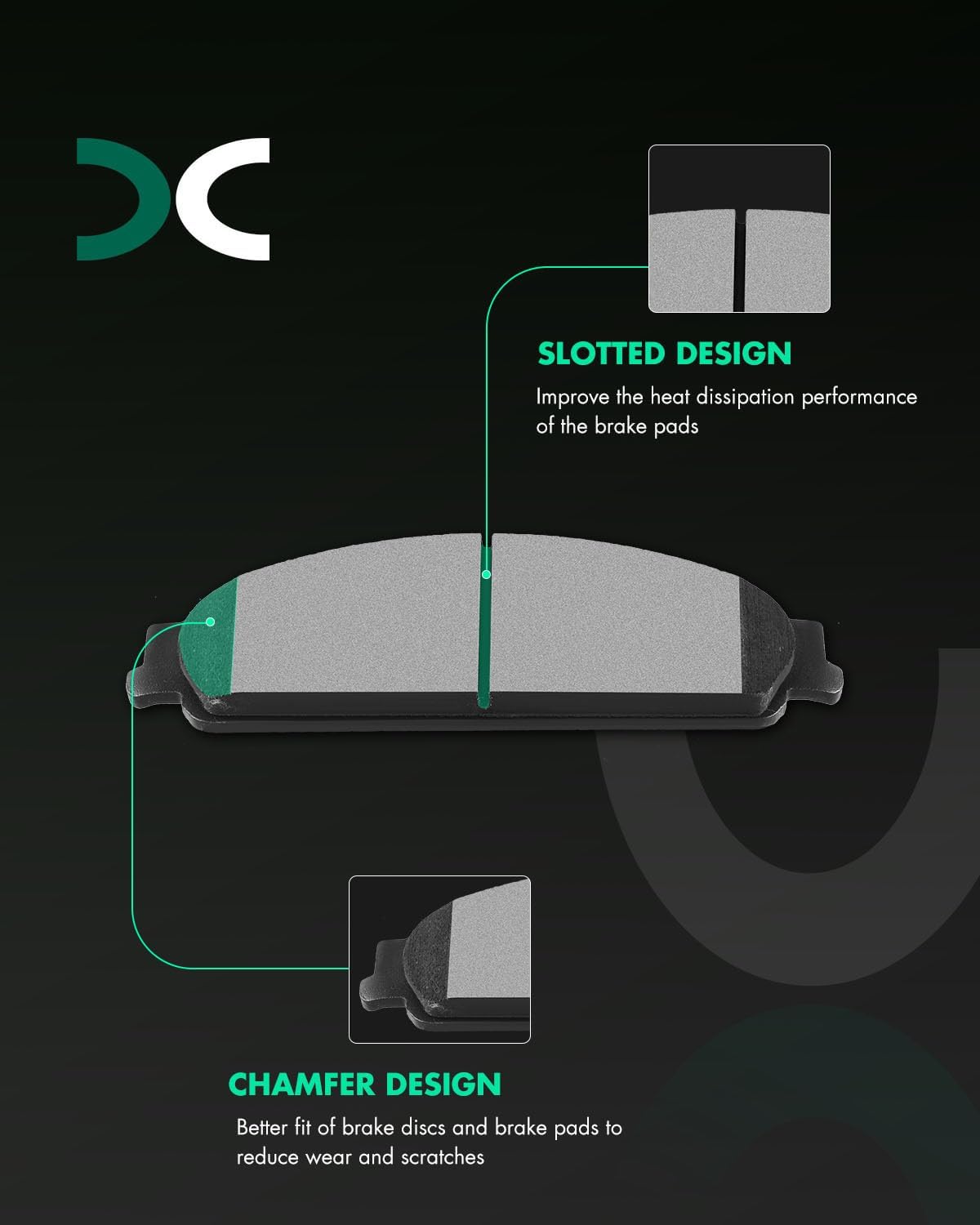 SCITOO Disc Brake Pads Sets Semi-Metal 8pcs Fit for Ford Five Hundred,05-07 for Ford Freestyle,08-09 for Ford Taurus,08-09 for Ford Taurus X,05-07 for Mercury Montego,08-09 for Mercury Sable