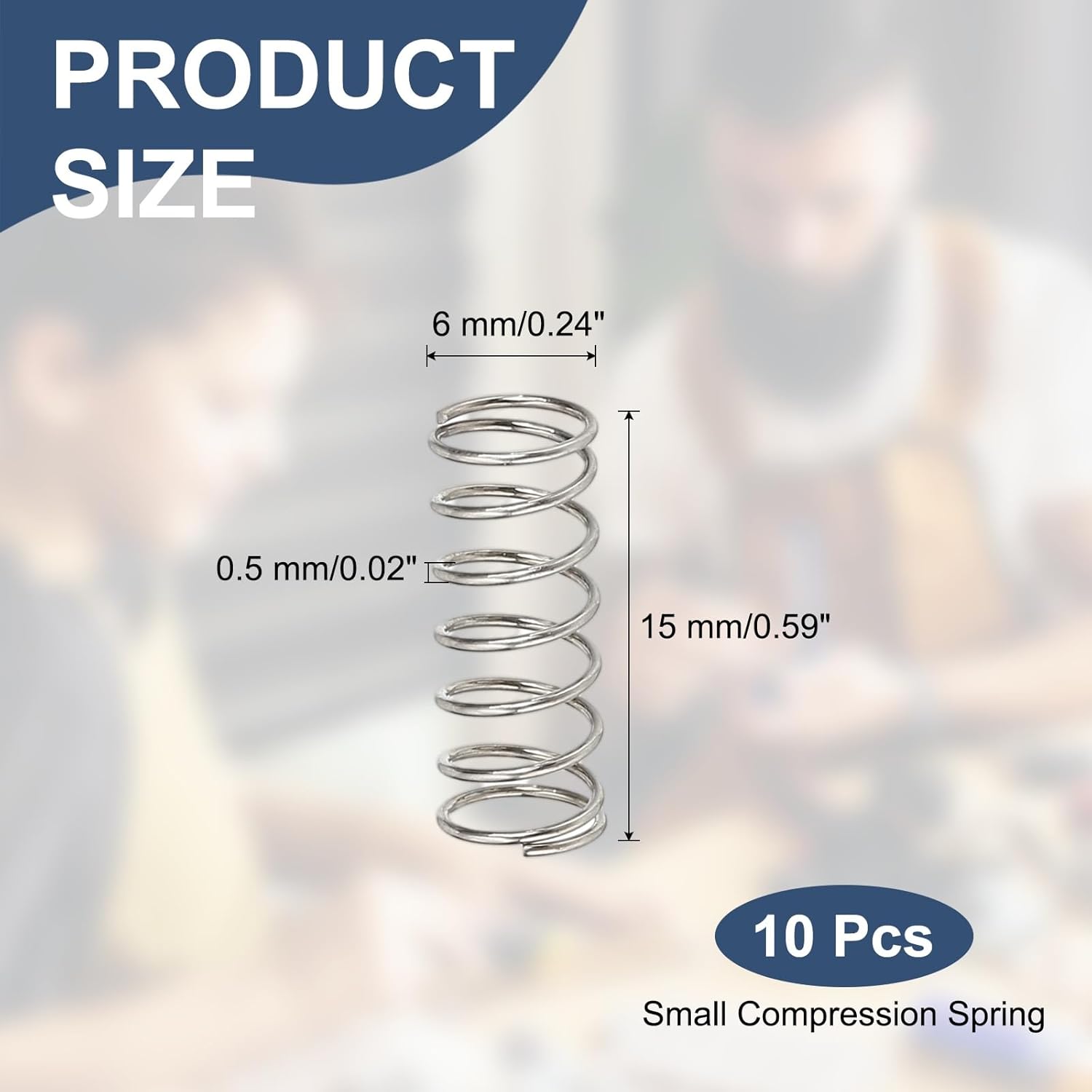 MECCANIXITY Compression Spring 6 mm OD 0.5 mm Wire 15 mm Free Length 304 Stainless Steel Small Extension Spring for DIY Projects Home Shop Repairs (Silver Tone, Pack of 10)