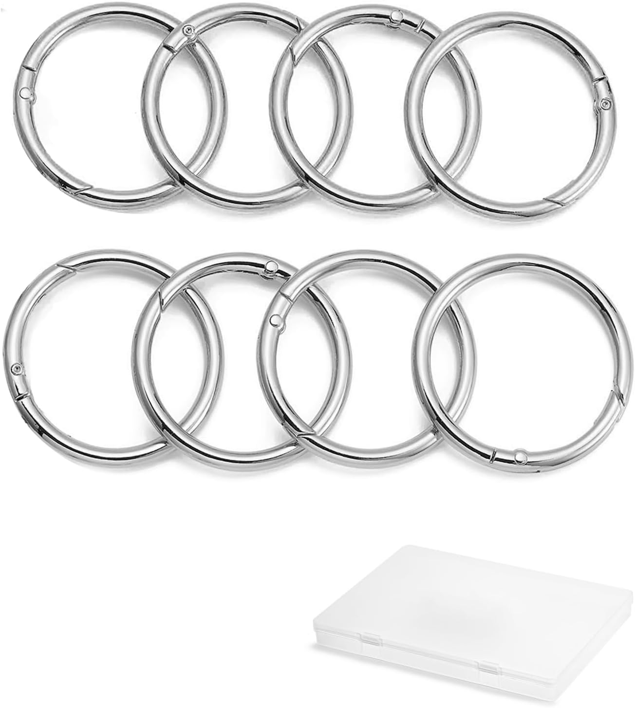 15pcs Trigger Spring O Rings Round,Metal Keychain Ring Round Carabiner Clips for Keyrings Buckle, Bags,Purses - Image 3