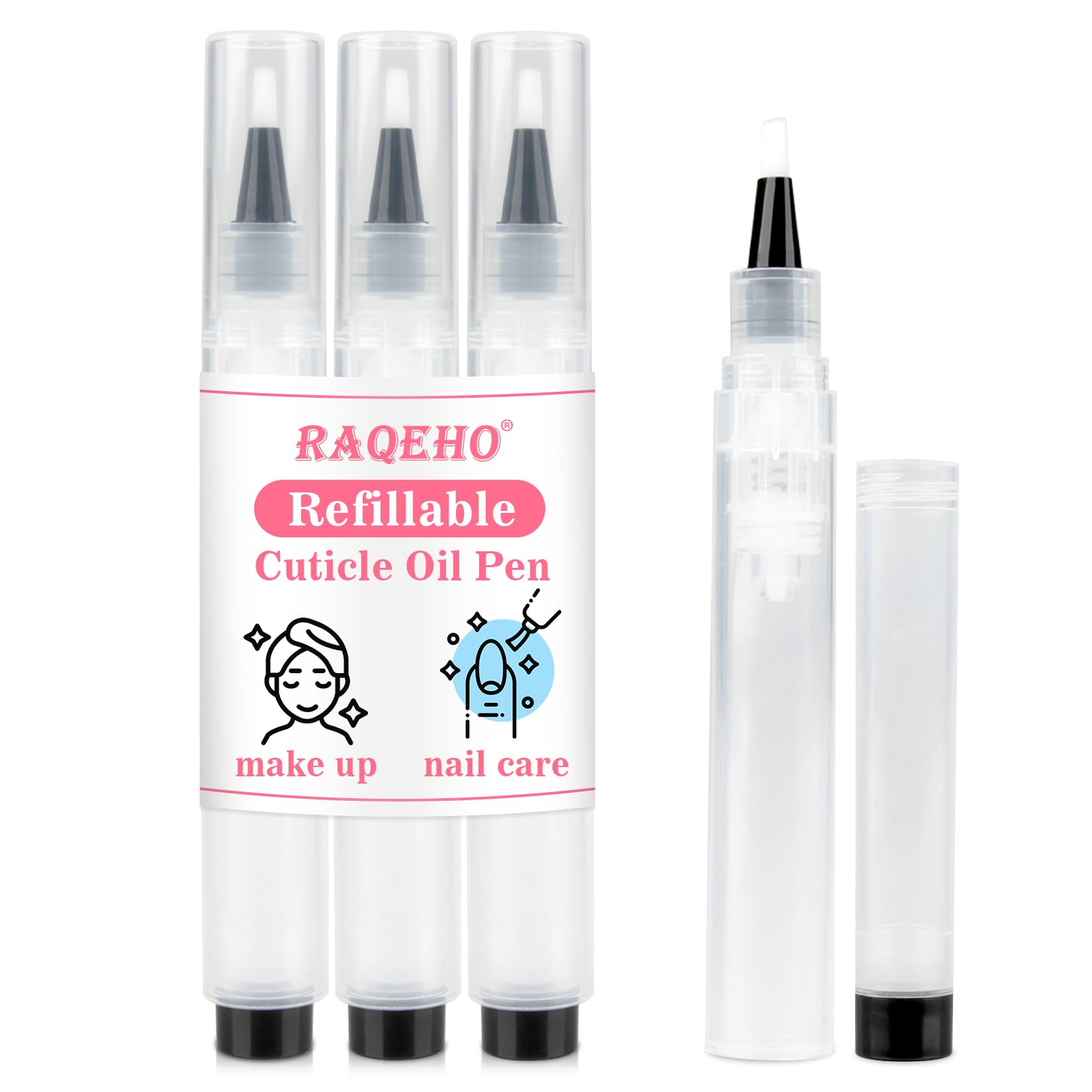 Cuticle Oil Pen Refillable - Empty Nail Oil Pen with Brush Tip Reusable Press Applicator Transparent Cosmetic Containers for Nail Oil Eyelash Growth Liquid Cosmetic Lip Gloss (3 Pack 6ml)-image-37
