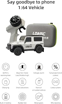 LDARC 1/64 Scale Mini RC Cars - 2.4 Full Proportion Remote Control Rock Crawler for Adult,RC Crawler with LED Lights and a Portable Handbag for A Model Car Gift (yellow)