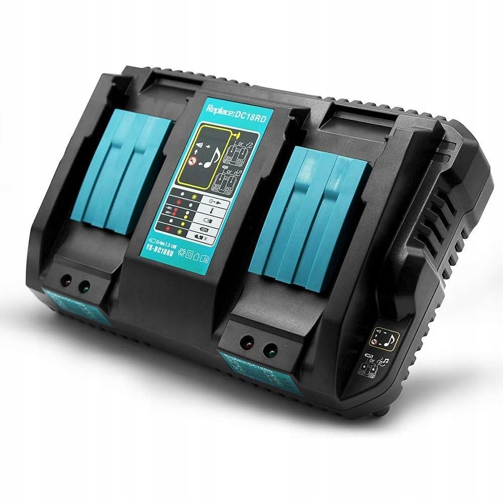 Cargador de batería doble de 18V con indicador LED y refrigeración