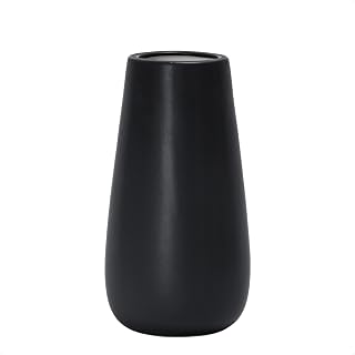 D'vine Dev 8 Inch Ebony Black Elegant Oval Ceramic Vase for Flowers, Home Décor Vase with Design Box, VS-LD-A-5