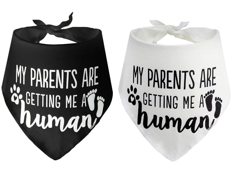 Bandana para Cães PICKUPIK com Frase de Anúncio de Bebê, Tamanho Grande, Pacote com 2