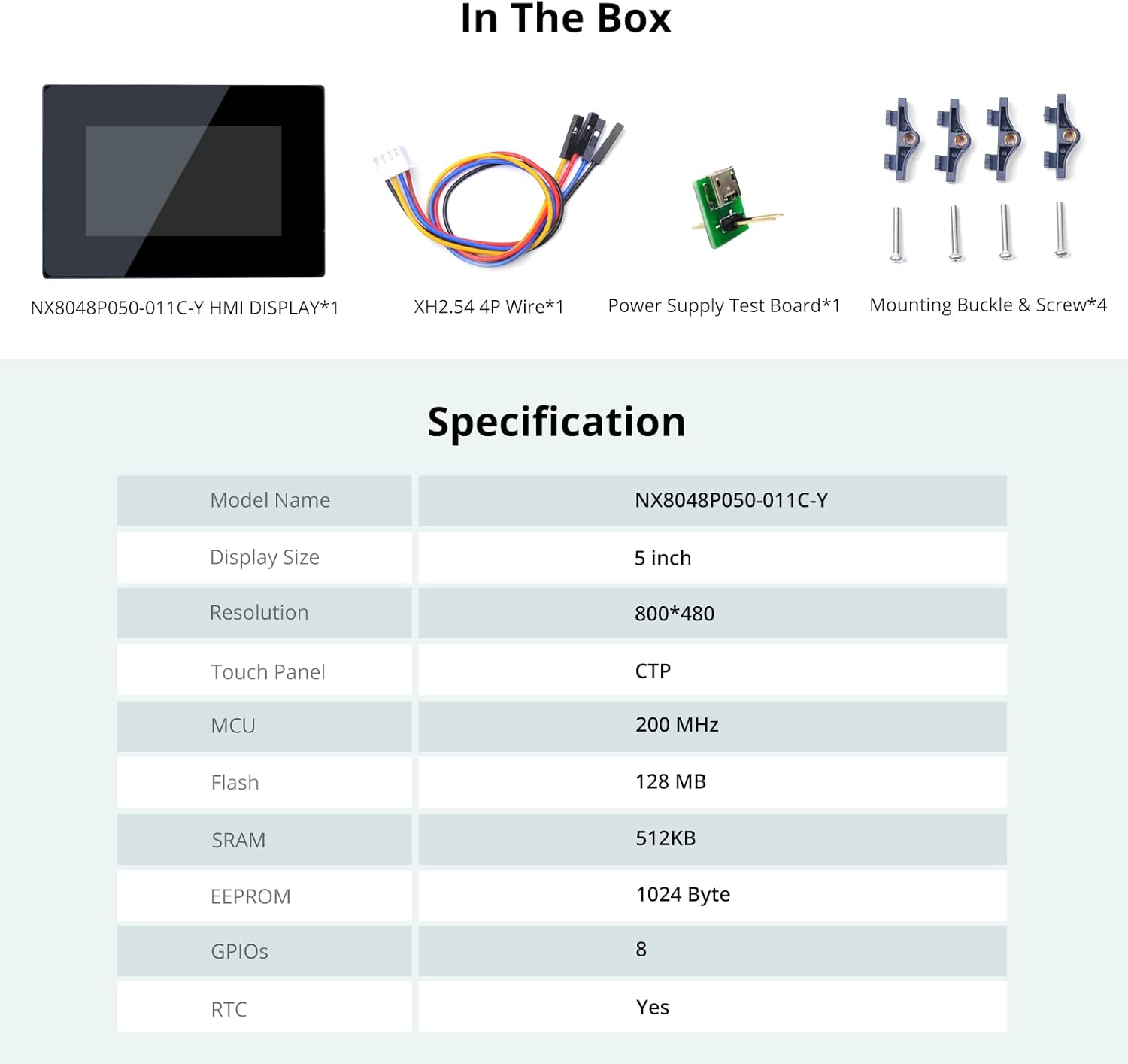 Contents of the Nextion HMI Display package