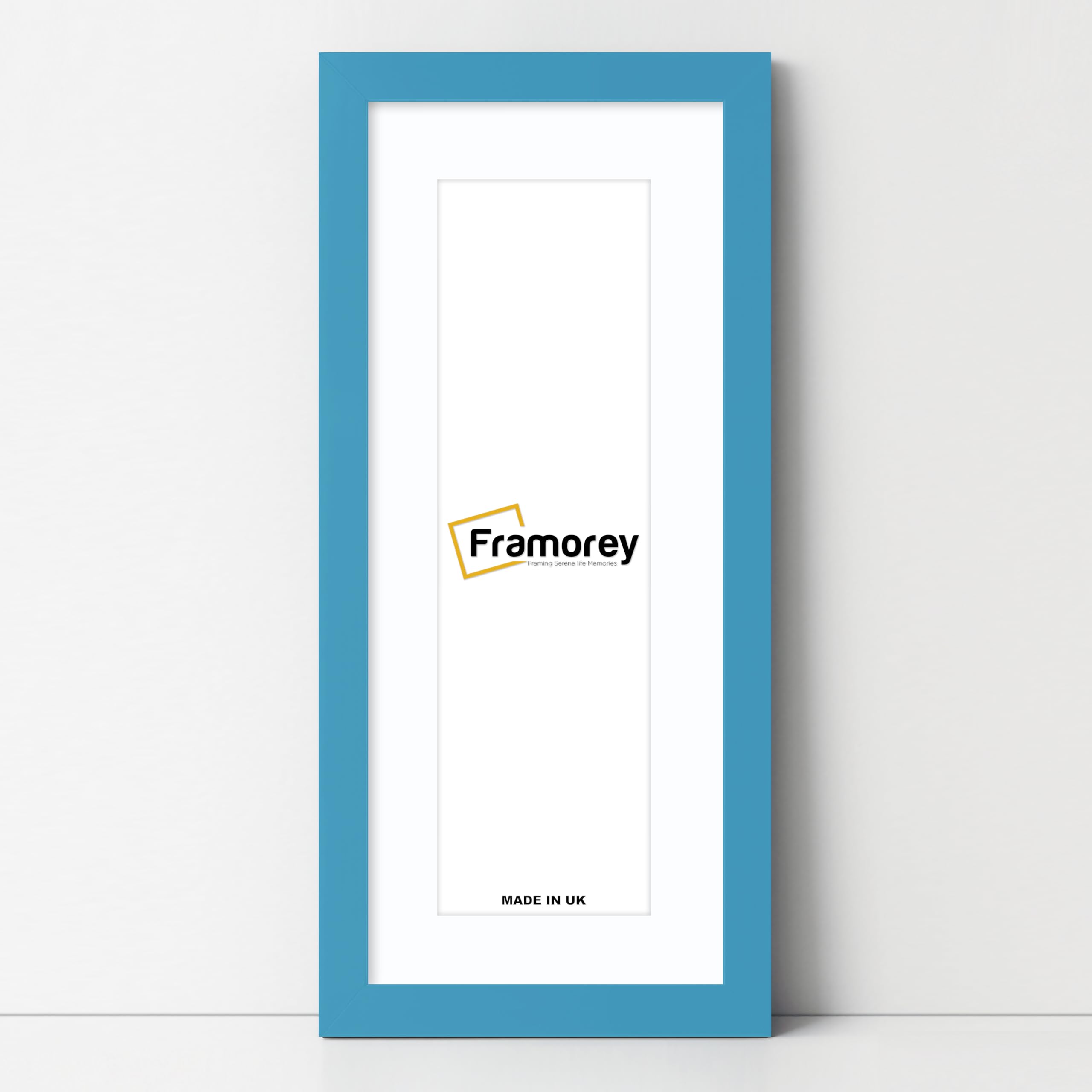 FRAMOREY Panoramic Style, Oxford Flat Wooden Effect Picture Frames, 30x16" Size Blue Photo Frame With 26x12" Size White Mount, Handmade Frame, Wall Art Hanging Frame, Best Home Decor Frames