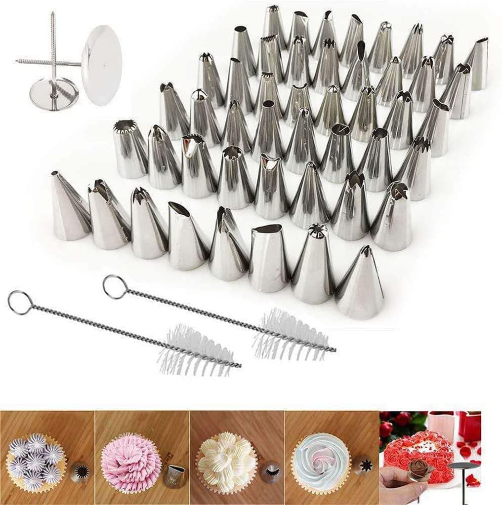 60Pcs Silicone Icing Piping Bag Reusable Cream Pastry Bag Stainless Steel Nozzle Set DIY Cake Decorating Tools