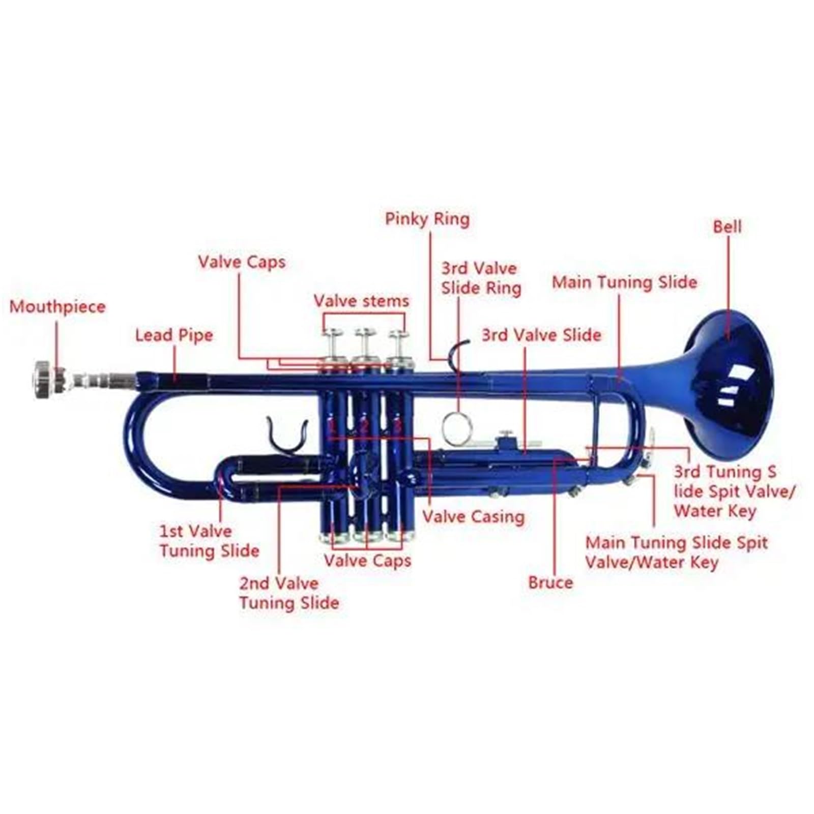 Instrument Muzyczny Trąbka Trąbka B Flat Z Mosiądzu W Kolorze Niebieskim Wykwintny Instrument Muzyczny Z Rękawiczkami