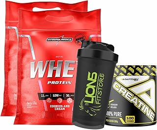 2x Nutri Whey Protein 1,8Kg Cookies e Baunilha Refil - Integralmedica + Creatine 100% Pure (300g) Adaptogen