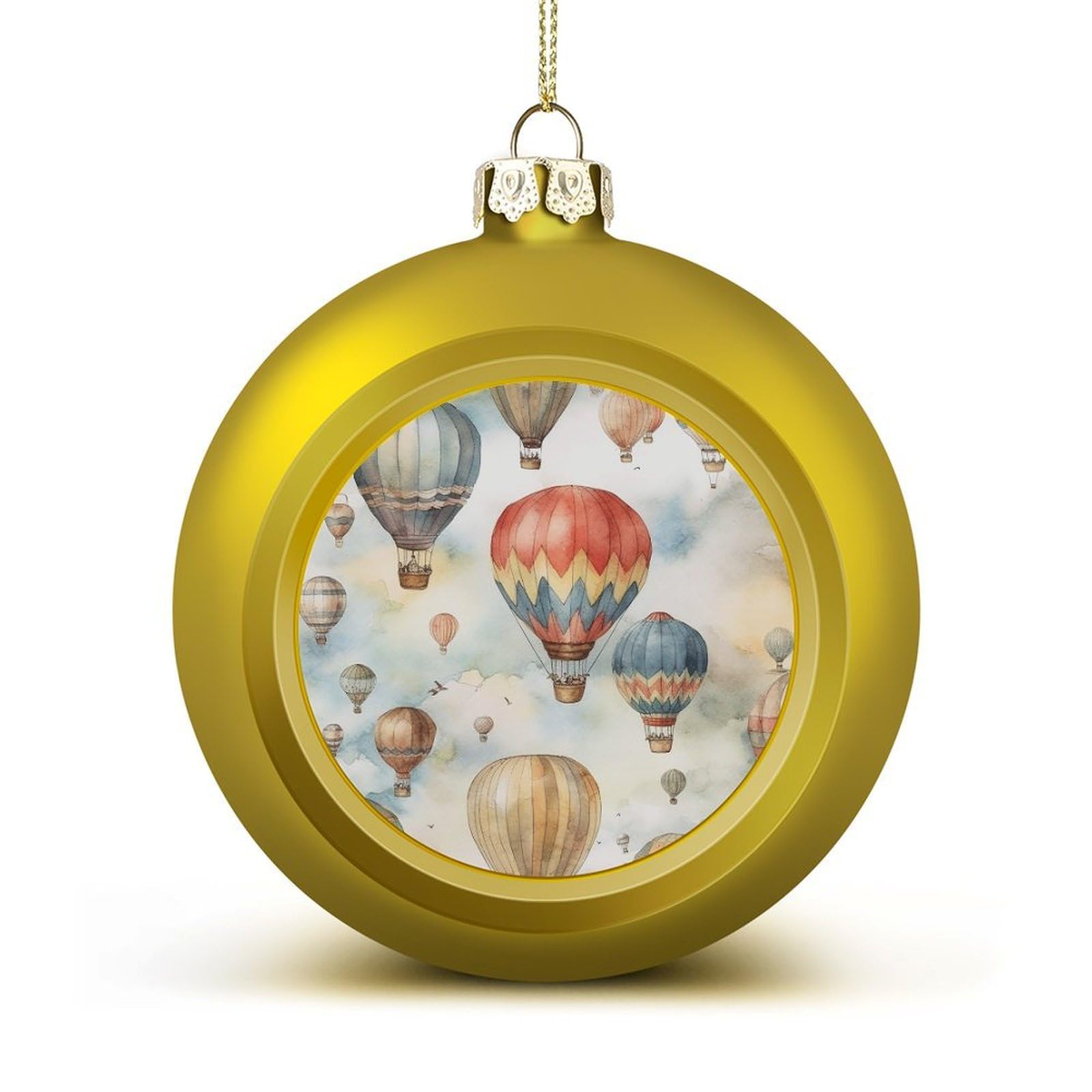 Watercolor Hot Air Balloon Christmas Balls Ornaments for Xmas Christmas Tree 1.6" Hanging Shatterproof Xmas Balls Hanging Decor Pendants for Holiday Party Outdoor Indoor DIY Craft Supplies