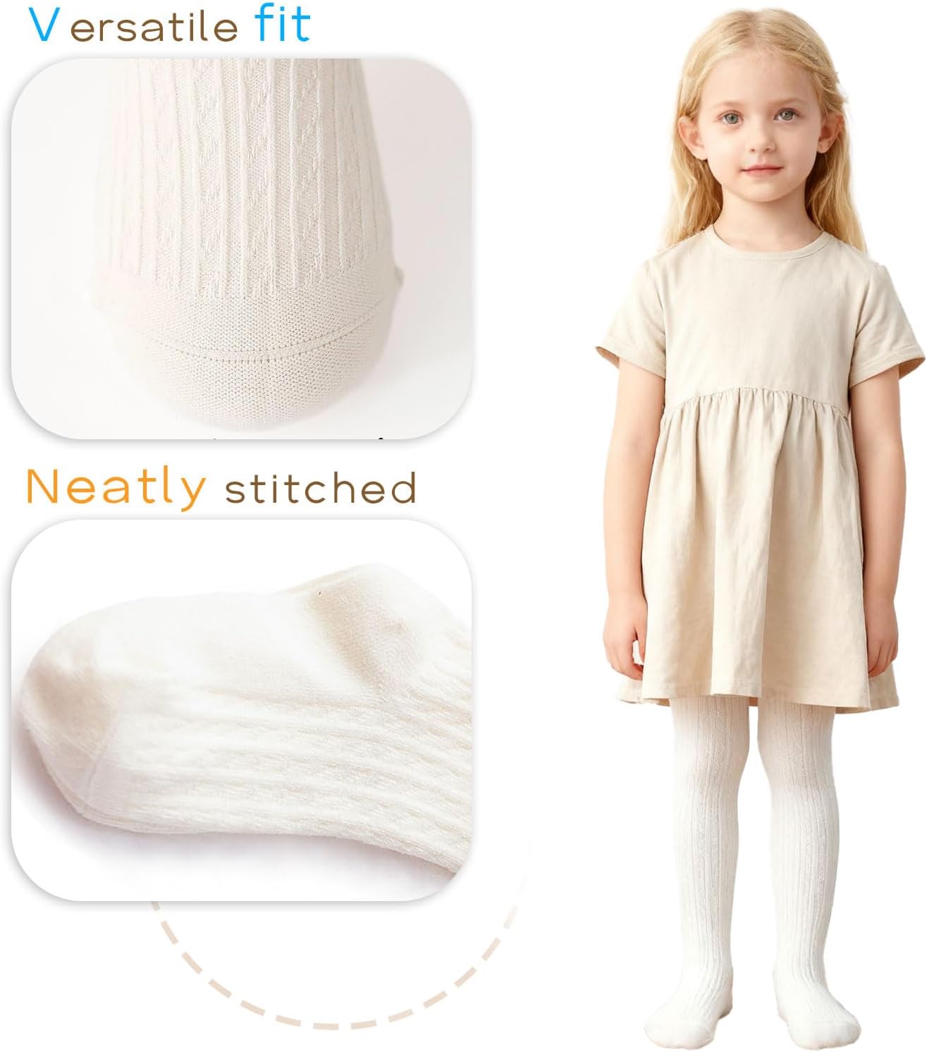 CHUNG Toddler Little Girls Cotton Tights Footed Thick Winter Cable Knit Legging Pantyhose Stocking - Image 3