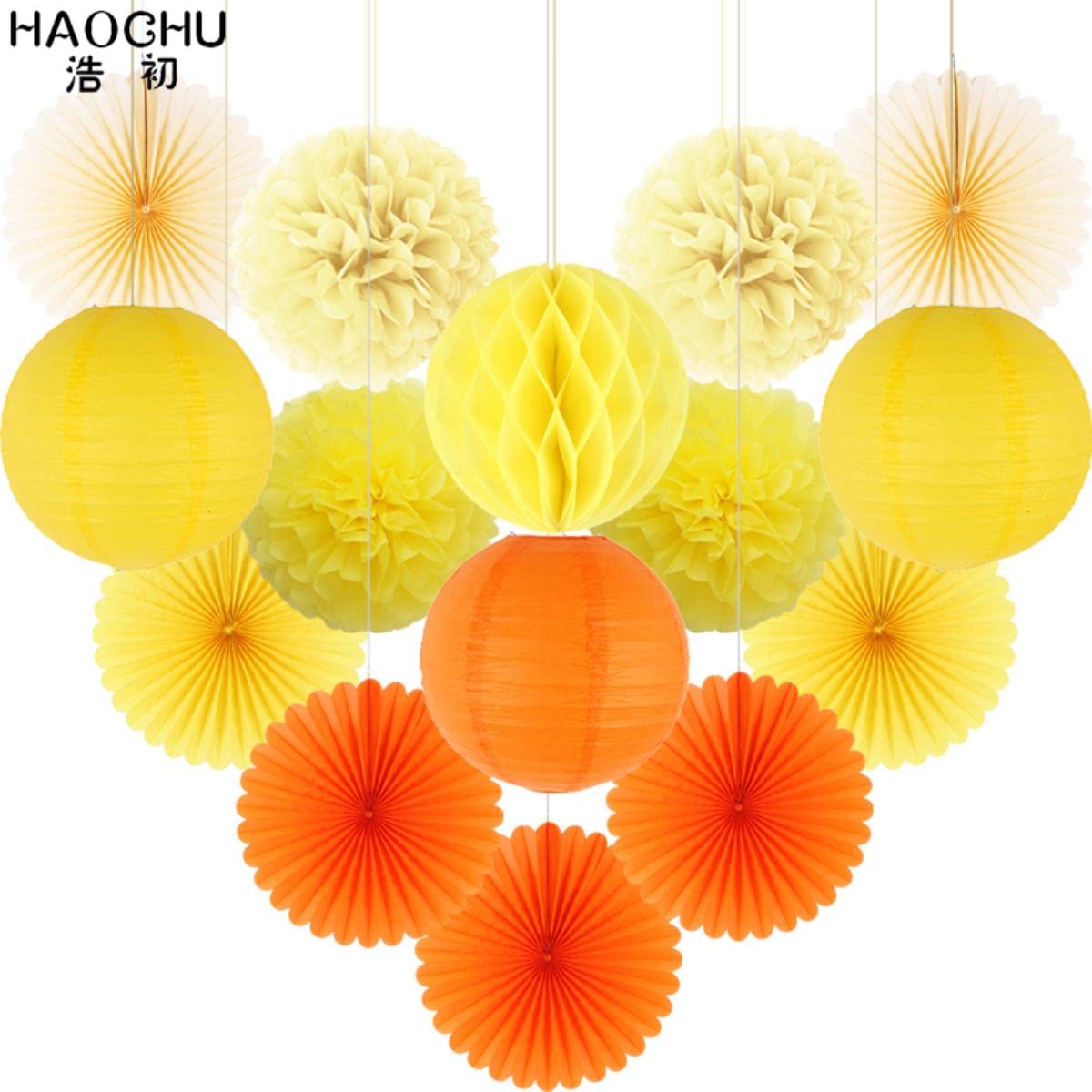 15 unids/lote linterna de papel colgante decorativa papel tisú abanico pompones flor nido de abeja bola fiesta de cumpleaños guardería decoraciones de bricolaje-C, 10 pulgadas (25 cm)