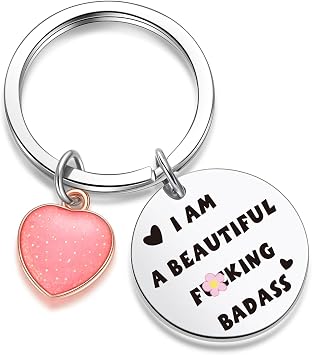ZNOSVEI Beautiful Badass Keychain Inspirational Gifts For Women Female Empowerment Keyring Best Friend Keychain BFF Jewelry Friendship Gifts For Women Friend Jewelry