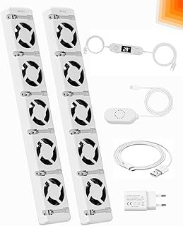Heizkörper Ventilator 2025 Smart - Einstellbare Geschwindigkeit, Ultra-Leiser Heizverstärker mit Thermostat, Spart bis zu 25% Heizkosten (5 Ventilator, 2 Pack)