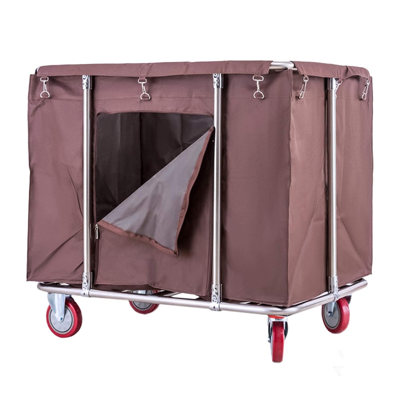 400L Extra Large Laundry Sorter Cart With Zipper Door Bag Wheels Heavy Duty Housekeeping Cleaning Trolley For Nursery