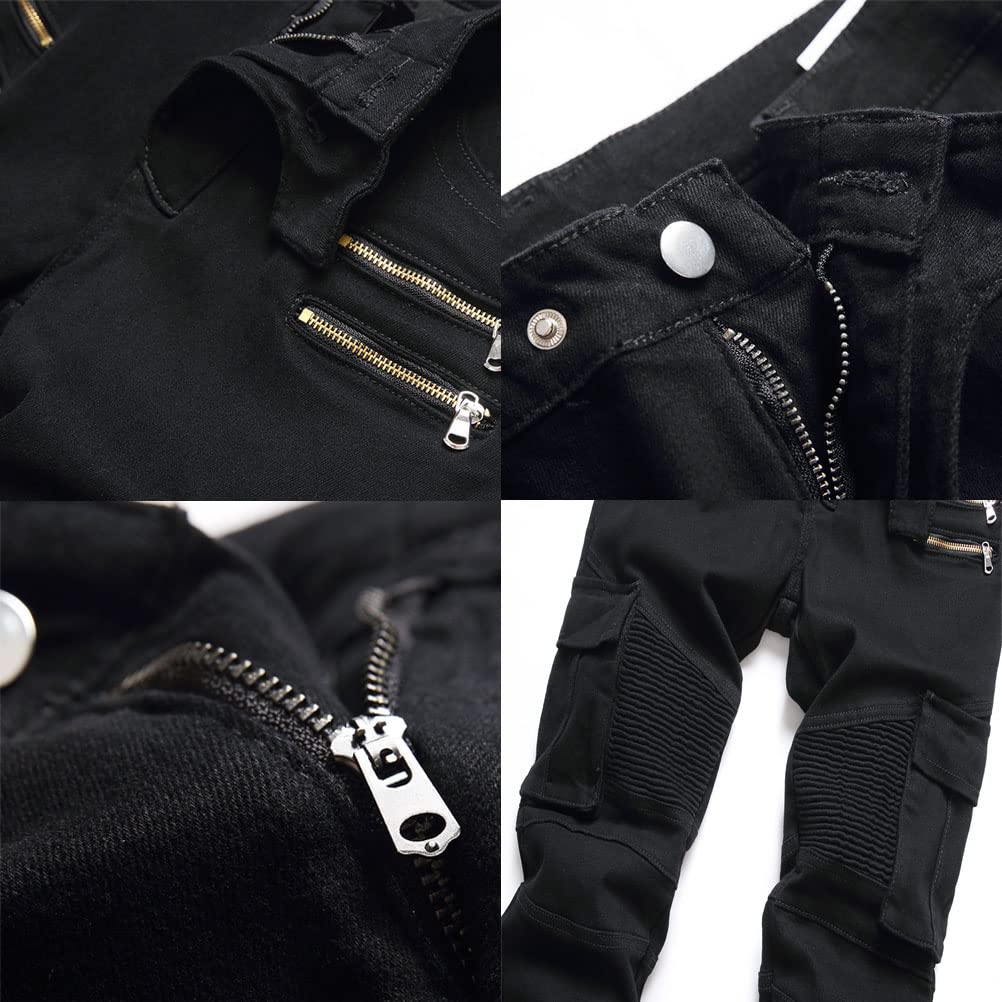 Herren Destroyed Stretch Jeans Coole Schwarze Jeans Skinny Ripped Slim Fit Hip Hop Hose Mit Löchern Für Männer Reißverschluss Jeans Vintage Party Freizeithose