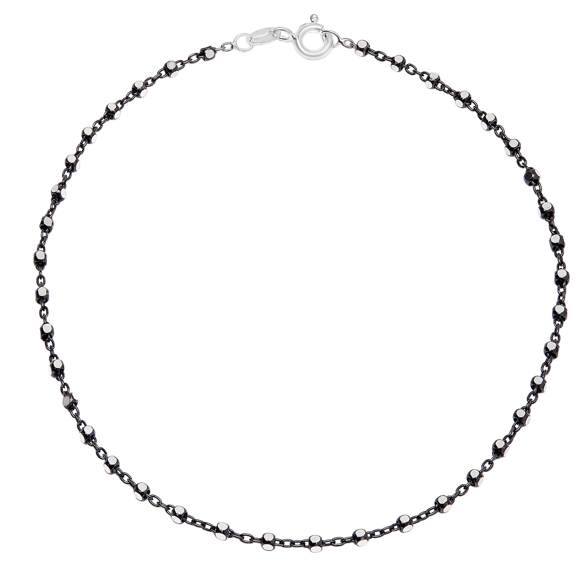 ZAVYA 925 Sterling Silver Designer Sleek Chain Rhodium Plated Black Chain Anklet (Single) | Gift for Women & Girls | With Certificate of Authenticity & 925 Hallmark (B0BCCG6FCP) Amazon Price History, Amazon Price Tracker