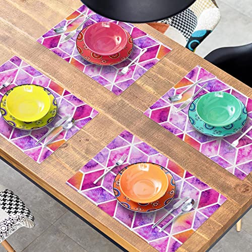 Sets de table géométriques roses 30x45 cm lot de 6 lavables pour repas - 8