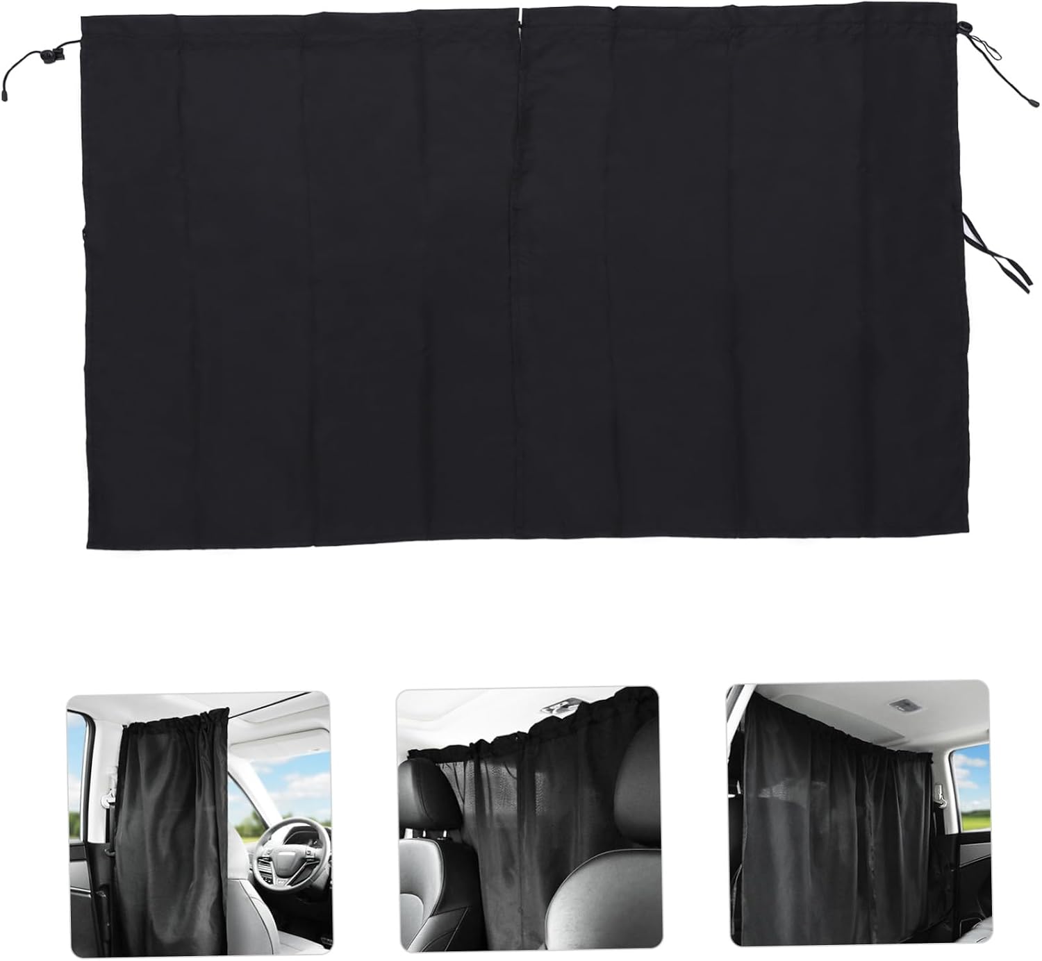 Unomor Car Privacy Curtain Divider for Front and Rear Seats Removable Sun Shade Travel Curtain Black for Car Van Sun Protection and Privacy