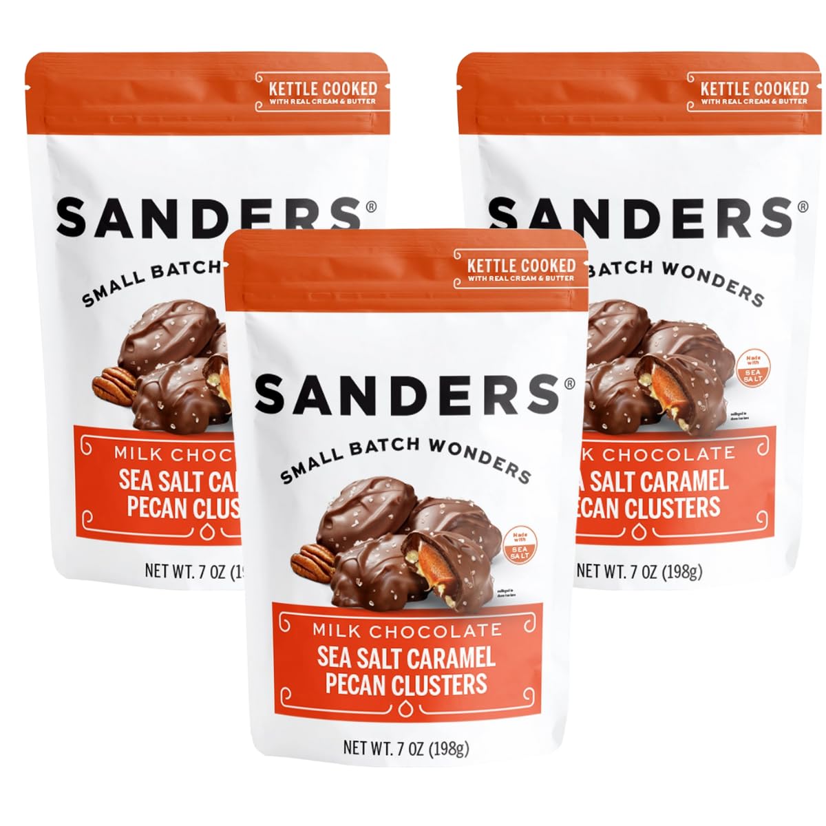 Sanders Milk Chocolate Pecan Caramel Cluster 3Pack (3 x 7